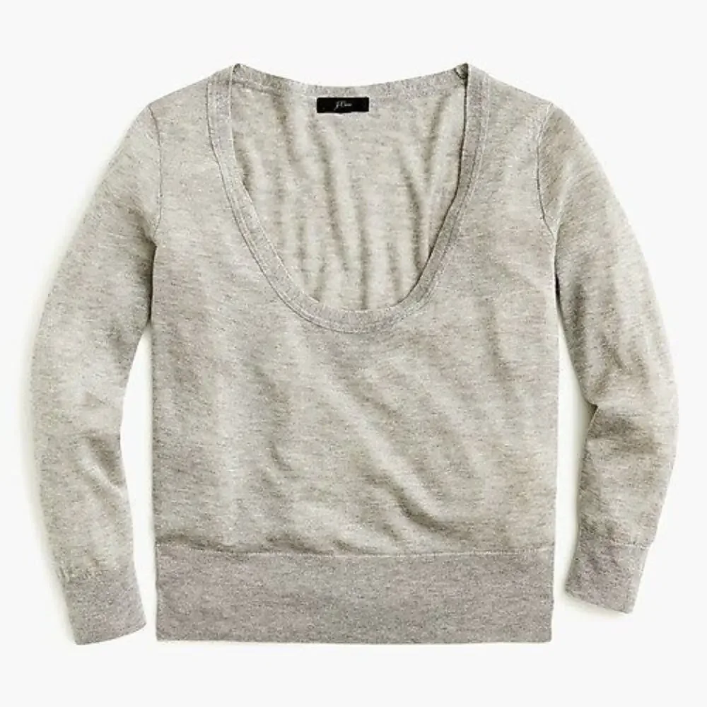 J. Crew Womens Gray Lyocell Silk‎ Blend Scoop Neck Pullover Sweater Top Size L